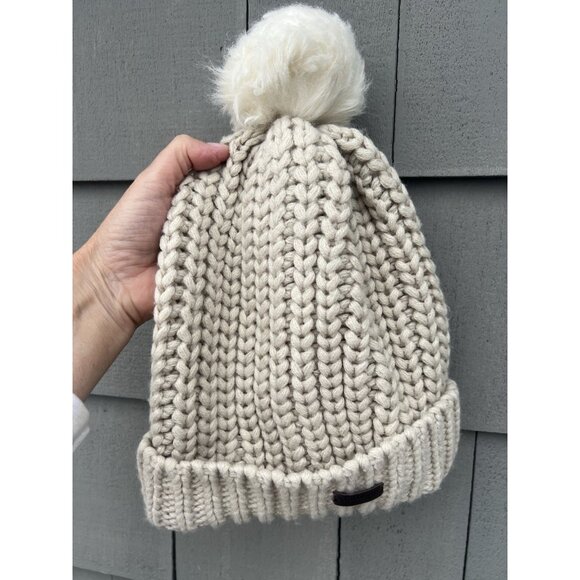 Barbour cream cable-knit pom pom fisherman beanie gorpcore hiking - Picture 7 of 7